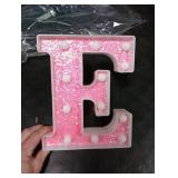 Pooqla LED Marquee Letter Lights, Light Up Pink Letters Glitter Alphabet Letter Sign Battery Powered for Night Light Birthday Party Wedding Girls Gifts Home Bar Christmas Decoration, Pink E