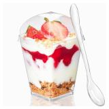 TOFLEN 13 Pack 5 oz Clear Square Dessert Cups with Dome Lids and Spoons, Perfect for Parties, Desserts, Appetizers, and More