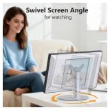 Laivli Rotating Stand for Echo Show 15 (Gen 1, Gen 2) and Show 21, Silver Aluminum Mount with Rotating Base, 4-Level Height Adjustable and Tiltable Holder, Easy Installation for Show 21/15 (Rotatable)