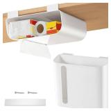 Poeland Multi-Purpose Over Cabinet Door Organizer, Under-Shelf Storage Organizer for Kitchen Wraps, Foils, and Paper Towel Dispenser (White)