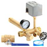 1x 11Well Pressure Tank Tee Kit with 30/50psi Pressure Switch,Brass Pressure Tank Installation Kit for Water Well,Fit Most pressure tanks with diameters up to 16