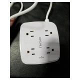 6 Ft Surge Protector Power Strip - 8 Widely Outlets with 4 USB Ports, 3 Side Outlet Extender with 6 Feet Extension Cord, Flat Plug, Wall Mount, Desk USB Charging Station, ETL,White