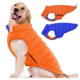 Lelepet Reversible Dog Coat Waterproof Dog Jacket Windproof Puffer Vest for Winter Warm Lightweight Coats for Large Dogs Adjustbale Hook & Loop Pet Apparel with Leash Hole, Boxer, Weimaraner, 2XL