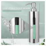 GLUBEE Stainless Steel Soap Dispenser, 7Oz Slim Rust Proof Liquid Soap Dispenser for Kitchen & Bathroom - Refillable Brushed Nickel Dispenser for Essential Oils and Shampoo