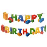 Building Block Birthday Party Supplies Banner by Aliza | Baby Boy Toddler Kids Birthday Decorations Huge 7-feet Long Brick Themed Decor The Perfect Decoration for Your Party