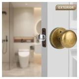 Newlaking Antique Brass Bronze Door Knob Privacy Door Knobs Interior with Push-Button Vintage Door Knob with Lock for Bedroom and Bathroom, 1 Pack