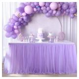 14ft Lavender Tulle Table Skirts for Rectangle Tables or Round Tables Lavender Ruffle Tutu Tablecloth for Girls Baby Shower Birthday Party Wedding Cake Dessert Table Decorations