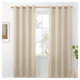 BGment Oatmeal Linen Curtains 80 Inch Length 2 Panels Set for Living Room, Thick Sand Semi Sheer Window Treatments Textured Light Filtering for Bedroom Dining, Each 52 Inch Wide