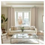 BGment Oatmeal Linen Curtains 80 Inch Length 2 Panels Set for Living Room, Thick Sand Semi Sheer Window Treatments Textured Light Filtering for Bedroom Dining, Each 52 Inch Wide