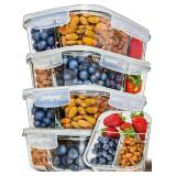 PrepNaturals 5 Pack 34 Oz Glass Meal Prep Containers - Dishwasher Microwave Freezer Oven Safe - Glass Storage Containers with Lids (Multi-Compartment)