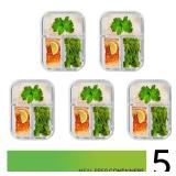 PrepNaturals 5 Pack 34 Oz Glass Meal Prep Containers - Dishwasher Microwave Freezer Oven Safe - Glass Storage Containers with Lids (Multi-Compartment)