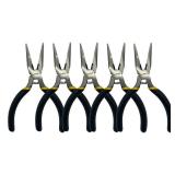 BOOSDEN 5 Pack Mini Precision Pliers Set, Small Needle Nose Pliers with Wire Cutter, Black