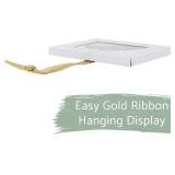 Elanze Designs 2025 Christmas Memory Ornament -White Wood with Gold Accents- Display Family Photos, Holiday Keepsake- Picture Frame Decoration for Tree, Holiday Gift