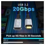 USB C Extension Cable, 1.5Ft 3.3Ft 5Ft 6.6Ft 10Ft, 20Gbps/USB3.2 Ultra-High Speed Transfer USB Type C Extender 240W Charging Compatible with iPhone 16 15 Pixel PSVR2/Hub/MacBook Air M2/iPad 1.5 FT