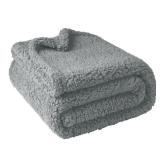 furrybaby Dog Blanket Soft Dog Blankets for Large Dogs Puppy Essentials Washable Sherpa Fleece Cat Blanket 40x47 Inches for Bed Furniture Couch Sofa (Large, Grey)