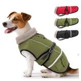 Dog Coat, Warm Dog Winter Coat Reflective Jacket Waterproof Fleece Vest, Pet Jacket Cozy for Cold Weather, Dogs Snowsuit Windproof, Adjustable Buckle for Large Dogs