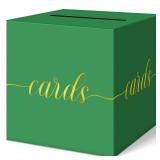 QIKSION Green Graduation Card Box, Gold Foil Gift Card Box for Graduation, Party, Wedding Reception, Birthday, Baby Shower, Raffle