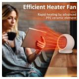 Lmkeji Portable Desk Heater,600W Energy Efficient Space Heater for Indoor Use,Safe and Quiet for Home and Office Use(Light Brown)