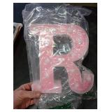 Pooqla LED Marquee Letter Lights, Pink Glitter Light Up Letters Alphabet Sign Battery Powered Night Light, Birthday Party Wedding Girls Gifts, Christmas Room Dorm Bedroom Decoration, Pink Letter R