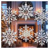 Large White Snowflake Ornaments, 12''Big Plastic Christmas Ornaments, Hanging Snowflake Decorations for Christmas Tree Decorations Winter Decoration Indoor Outdoor Holiday Decor Craft Snowflakes