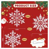 Large White Snowflake Ornaments, 12''Big Plastic Christmas Ornaments, Hanging Snowflake Decorations for Christmas Tree Decorations Winter Decoration Indoor Outdoor Holiday Decor Craft Snowflakes