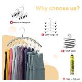 Volnamal Legging Organizer for Closet, Metal Yoga Pants Hanger w/Rubber Coated 2 Pack w/10 Clips Hold 20 Leggings, Hangers Space Saving Hanging Closet Organizer for Closet Organizers and Storage-Grey