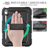 SEYMAC stock Case for iPad (A16) 11th/10th Generation 11''/10.9'' 2025/2022, Full-Body Drop Protection Case with Screen Protector &360° Rotate Hand Strap/Stand, Black