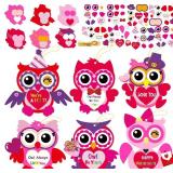 24 PCS Valentine's Day Craft Kits DIY Owl Craft for Valentine's Heart Craft Make Your Own Owl Bulk Set for Home Game Activities