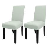 JQinHome Smoke Green Chair Covers for Dining Room Set of 2, High Stretch Removable Washable Parsons Chair Slipcover for Home Party Hotel Wedding Ceremony (2PCS,Smoke Green)