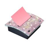 Rhinestone Self Sticky Note Holder Post it Note Dispenser Pop-Up Sticky Notes Dispenser 3 x 3 inch Post it Dispenser for Office Desk Accessories(Pink)