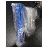 MOQRUAO 100 Sets 12oz Disposable Stemless Plastic Cups with Strawless Sip Lids, Clear PET Coffee Cups for Iced Coffee, Cold Drinks, Halloween, Christmas, Party and Drink Shop Supplies (Blue(12oz))