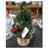 12 Inch Mini Tabletop Christmas Tree with Timer Lights, Artificial Christmas Trees with Pinecones Red Berries Xmas Tree for Home Office Fireplace Christmas Ornaments
