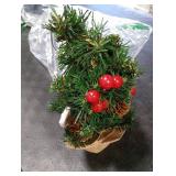 12 Inch Mini Tabletop Christmas Tree with Timer Lights, Artificial Christmas Trees with Pinecones Red Berries Xmas Tree for Home Office Fireplace Christmas Ornaments
