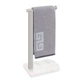 NearMoon Hand Towel Holder with Balanced Marble Base, 304 Stainless Steel Stand Towel Ring L Shape Hand Towel Rack Free-Standing Towel Bar for Bathroom Kitchen Countertop (Single Rod, Brushed Nickel)