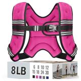 Zeerun Weighted Vest for Women & Men with Reflective Stripe and Adjustable Buckle, Comfortable & Durable Rucking Vest for Walking, Running & Strength Training, 8LBS-Pink