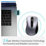 memzuoix 2.4G Wireless Mouse, 1400 DPI Mobile Optical Cordless Mouse with USB Receiver, Portable Computer Mice Wireless Mice for Laptop, PC, Desktop, MacBook, 5 Buttons (Gunmetal)