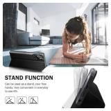 Phone Case for Samsung Galaxy S25 Ultra 5G Case, Mirror for Galaxy S25 Ultra 5G Cases with Kickstand, Leather PC Flip Clear View Window Protective Cover for Samsung S25 Ultra Phone Case (Black)