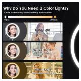 Lighted Makeup Mirror, 3000 mAh Rechargeable Double Sided Magnifying Vanity Mirror with 3 Colors, 1x/10x, 360° Rotation , Brightness Adjustable Magnification Cosmetic Light up Mirror, Women Gift