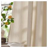 jinchan Beige Linen Textured Curtains 72 Inch Long 2 Panels for Living Room Bedroom Grommet Top Light Filtering Window Drapes for Bedroom Heathered Beige
