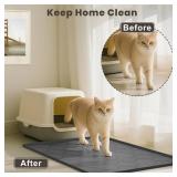 Cat Mat for Litter Box, 38 X 26 Large Silicone Cat Litter Trapping Mat, Easy Clean for Scatter Control, Soft on Kitty Paws, Waterproof, Urine-Proof, Non-Slip Kitty Litter Mat for Floor, Black
