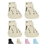 Dog Shoes, Dog Sandals for Hot Pavement, Water-Resistant Breathable Boots, Non-Slip Paw Protectors, Adjustable Straps Dog Rain Booties for Summer Beach and Rainy Day(Beige)