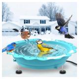 Jvgoo Heated Bird Bath for Outside Winter, Powerful 100W Thermostat Control Heated Bird Baths for Outdoors with 3 Metal Extension Screws, Heated Birdbath Water Heater for Garden Yard Patio Lawn(Blue)