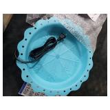 Jvgoo Heated Bird Bath for Outside Winter, Powerful 100W Thermostat Control Heated Bird Baths for Outdoors with 3 Metal Extension Screws, Heated Birdbath Water Heater for Garden Yard Patio Lawn(Blue)