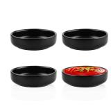 Btrquedo 4 PACK Dipping Bowls Set, 3.5 Inch Ceramic Dipping Sauce Dishes Porcelain Side Dish Bowl for Sauces, Salad Dressing, Condiments, Snacks, Appetizers (BLACK)