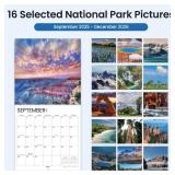 SUNEE Wall Calendar 12x12 Inches with 16 Months from September 2025 to December 2026, Large Wall Calendar Thick Glossy Paper, 12 x 24 (Open), National Parks