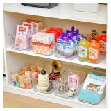 AntStep 6 Pack Clear Plastic Storage Bins, Pantry Organizers and Storage, Clear Pantry Organizer Bins, Plastic Containers with Handle for Kitchen,Freezer,Cabinet,Closet,Bathroom Under Sink Storage