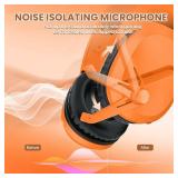 WolfLawS Wireless Gaming Headset with Noise Canceling Microphone for PS5, PC, PS4, 2.4G/Bluetooth Gaming Headphones with USB and Type-c Connector, Wired Mode for Controller - Orange