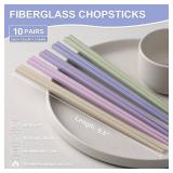 Hiware 10-Pair Reusable Fiberglass Chopsticks, Non-Slip Chop Sticks Set Japanese Style, Dishwasher Safe, 9.5-Inch