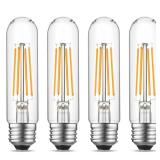 Gozelux Dimmable E26 Edison Bulb, AC120V Warm White 2700K Light Bulbs, 6W Equal 60 watt 750LM Tubular T10 LED for Rustic Pendant, Chandeliers, Wall Sconces,Vanity, Pack of 4