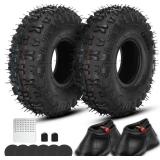 GREHUA 4.10-4 4.10/3.50-4 410/350-4 Tire and Inner Tube Replacement for Go Kart ATV Lawn Mower Snow Blower Hand Truck Dollies Wheelbarrow Rototiller Compressor Generators Parts 2 Pack
